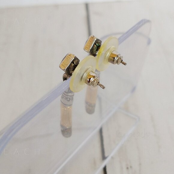 Brighton Esmeralda Bar Drop Earrings Two Tone Pierced Post Retired 2002 Classic - Picture 3 of 12